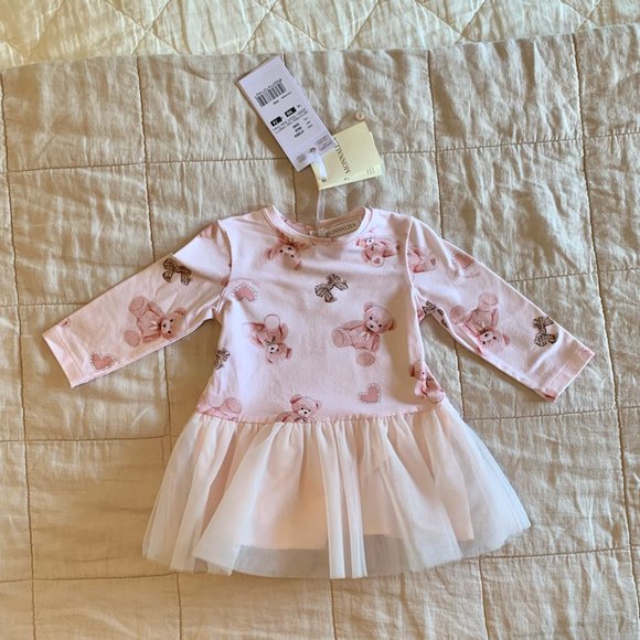 Monnalisa Teddy Bear Jersey Dress, 9M, Baby Girl - Picture 2 of 5